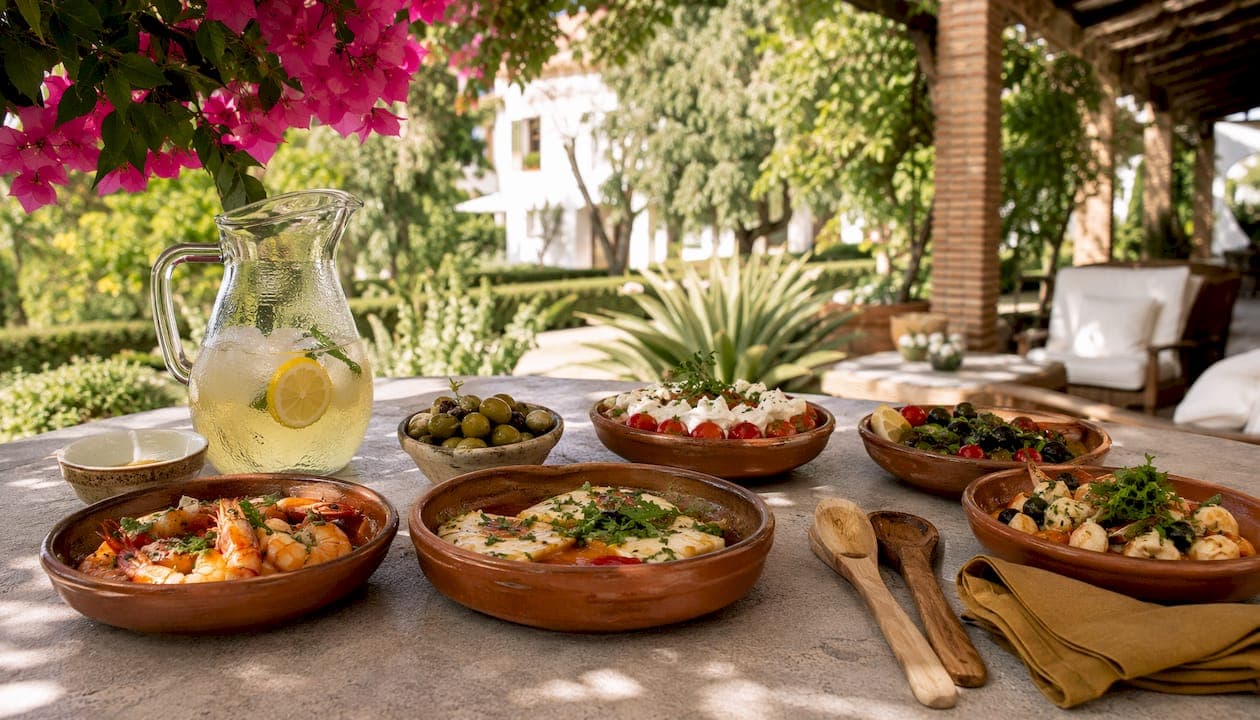 Plan a Mediterranean tasting menu for Costa del Sol villas