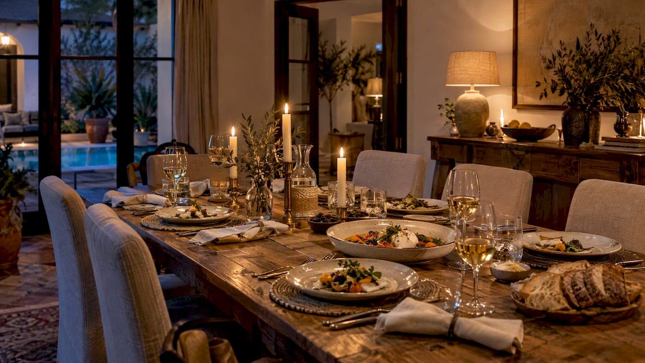 Private Dinner at Home in Andalusia: 3 Light Layers, Sensory Hosting